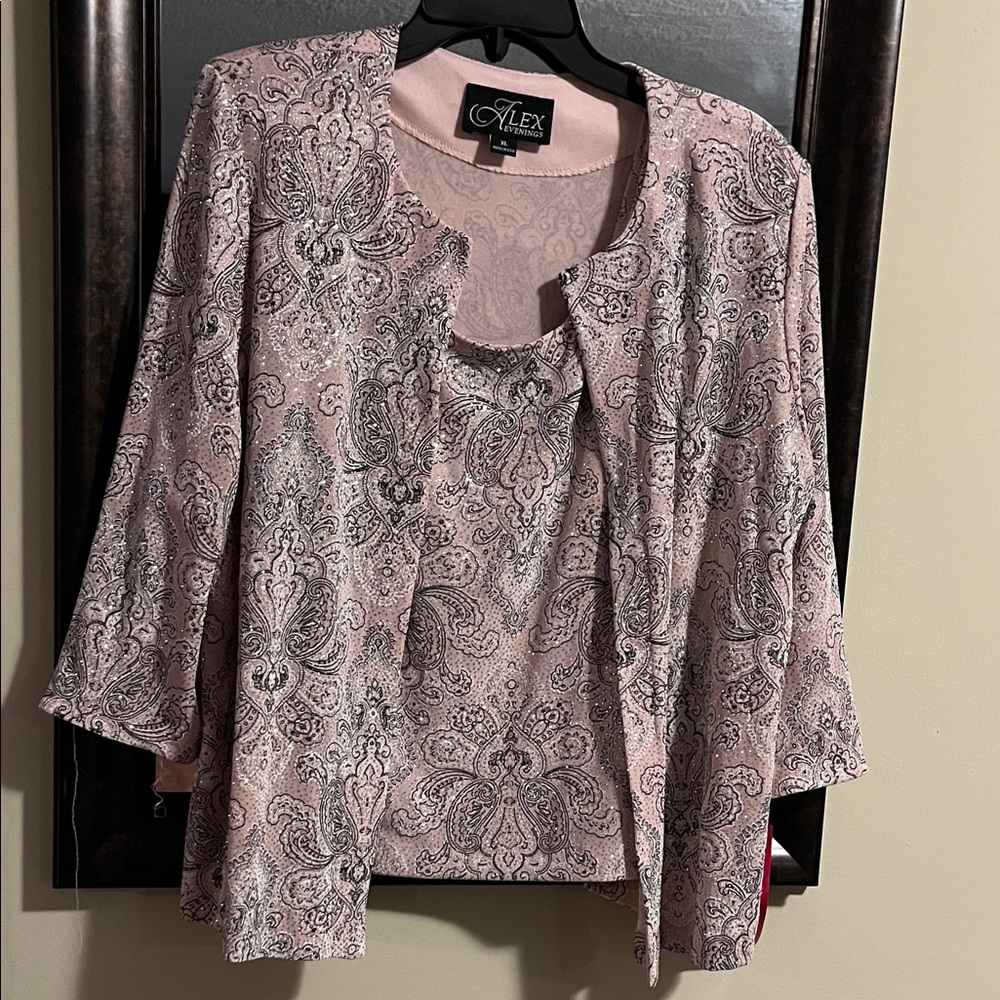 Alex Evenings Pink and Black Paisley Jacket